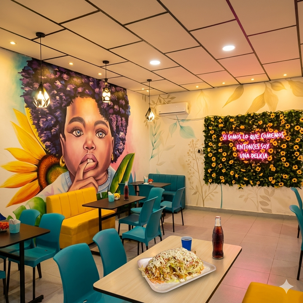 Interior del Restaurante con Murales